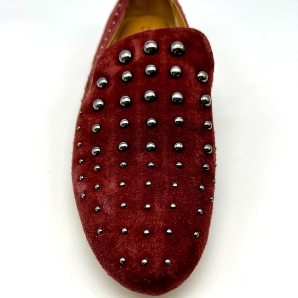Chicos - Burgundy Suede Studded Slip On Round Toe Light Weight Flat Loafers 8.5 - Picture 4 of 14